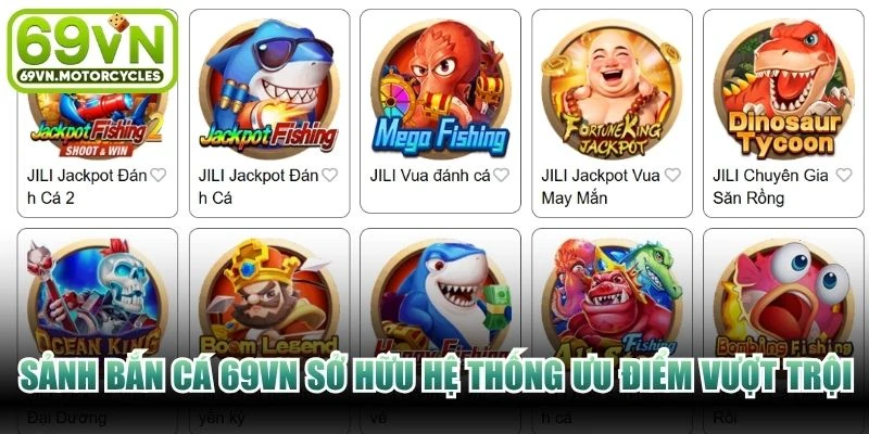 Sảnh bắn cá 69VN sở hữu hệ thống ưu điểm vượt trội