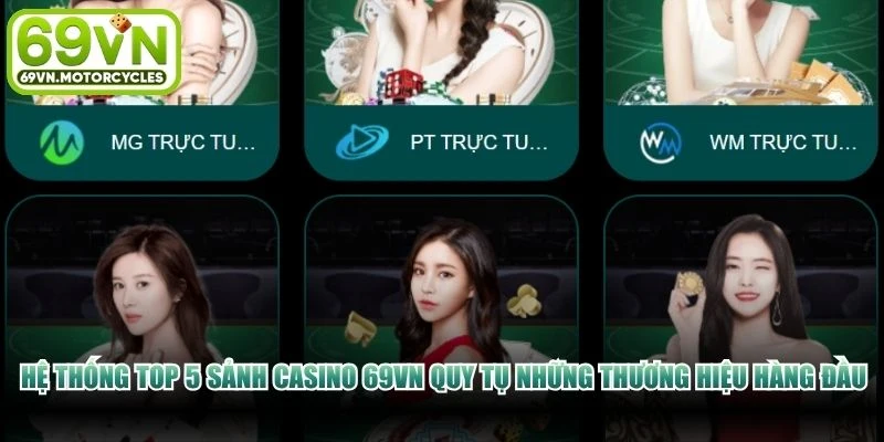 Hệ thống top 5 sảnh casino 69VN quy tụ những thương hiệu phát hành hàng đầu